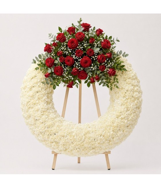 Corona con un penacho de rosas