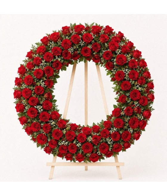 Corona completa de rosas · aro de 80 cm