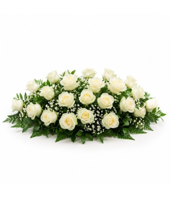Centro funerario de 25 rosas · una pastilla